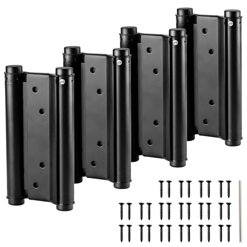 KOLET 6 Inches Double Action Door Hinges Swinging Hinges Saloon Door Hinges with Commercial Grade Stainless Steel Self Closing Hinges for Saloon Cafe and Bar Matte Black 4 Pack