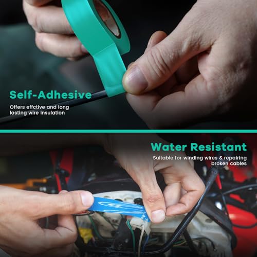 RMIVEGLIA 6er Pack isolierband farbig set, electrical tape, 16 mm x 15 m, insgesamt 90 m, wasserfestes klebeband, Ideal zum Spleißen von Draht- und Kabelisolierungen.