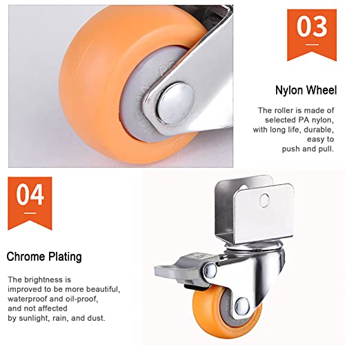 Roulette pivotante silencieuse avec frein en U 16mm pour lit bébé