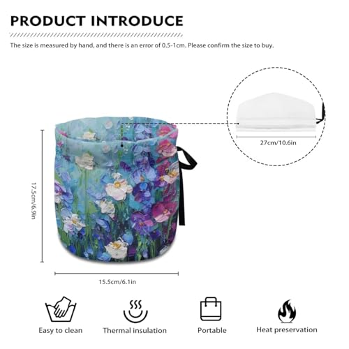 Image of Tea Cosy for Teapot Insulated Watercolor Flower Print Tea Kettle Cover Insulation and Keep Warm Portable Teapot Cozy Breakfast Warmer with Drawstring Breakfast Warmer Kitchen Decor