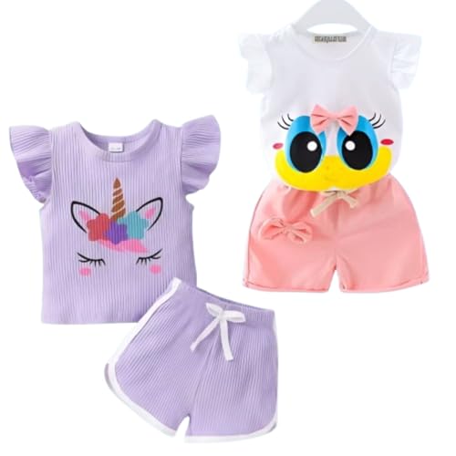 Image of 4YOU DRESSES Beautiful Cotton Blend Fabric Top and Shorts For Girls(Pack Of 2)
