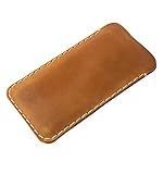 Café claro Funda De Cuero Para iPhone 15 Pro MAX Caja De Funda Bolsa. Cosido a mano.