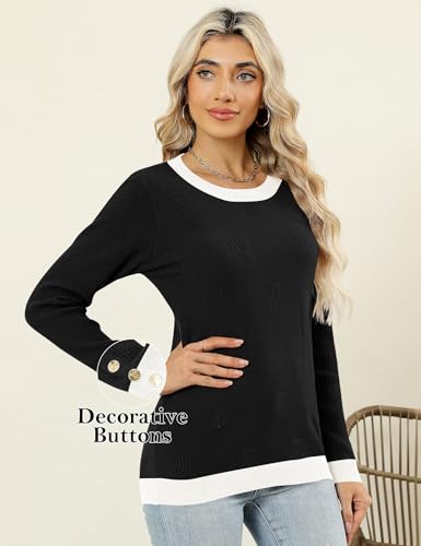 AKEWEI Womens Long Sleeve Sweater Crew Neck Knit Pollover Tops4