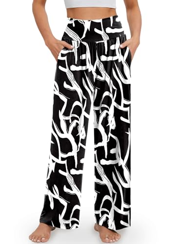 Image of Gracyoga Wide Leg Yoga Pants for Women Casual Loose Cozy Sweatpants High Waisted Lounge Pajama Flowy Pants With Pockets