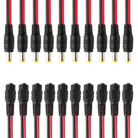 GESS Technologies 40 Pairs DC Power Pigtail Cable Wire Plug 18AWG Pure Copper 2.1mm x 5.5mm 12V 5A Male & Female Connectors for Security CCTV Surveillance System Camera and Lighting Power Adapter Cover