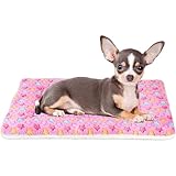 Mora Pets Ultra Soft Pet (Dog/Cat) Bed Mat with Cute Prints | Reversible Fleece Dog Crate Kennel Pad | Machine Washable Pet Bed Liner (22-Inch, Pink)