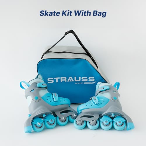 Image of Strauss Convertible (Inline /Roller) Skates | Size S adjustable 17-21.5 cm | LED Light Wheels | Skates for Boys & Girls | No tools required | Detachable Liner for Cleaning | With Brakes | EU 31-34 Size