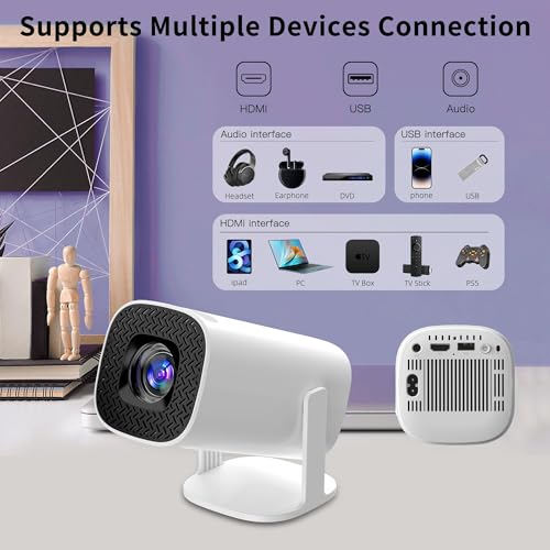 Image of Portable Mini Projector 4K Support, Full HD 1080P Android 11 Smart Projector with WiFi 5G & Bluetooth 5.0, 180 Rotatable Home Cinema Projector (Hy Projector)