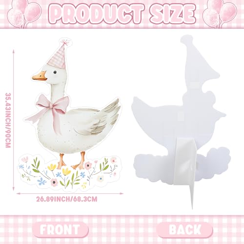 Image of Croblissful One Silly Goose Party Decorations 1st Birthday Backdrop Duck Animal Background Prop for Birthday Baby Shower Party Supplies(Pink Gingham,Goose)