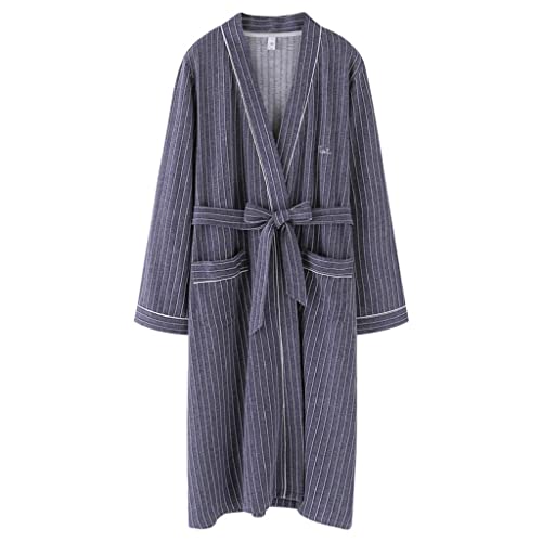 Men Nightgown Bathrobe Gown Negligee V-neck Intimate Lingerie Solid Colour Sleepwear
