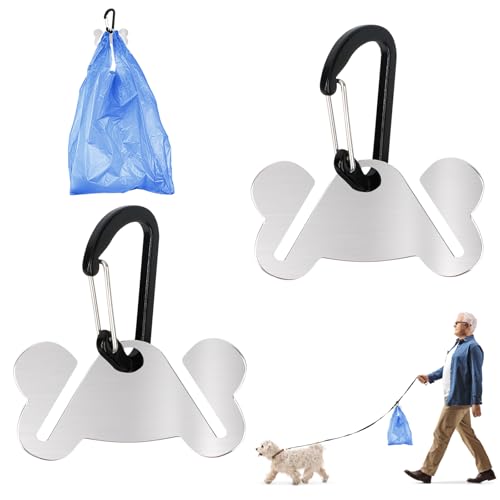 Abfallsackträger aus Metall, 2 Stuck Freihändiger Halter für Hundekotbeutel, Hundekotbeutelhalter, Freihändiger Kotbeutelhalter Clip, Abfallbeutelhalter für Leinenspender Zubehör (Schwarz)