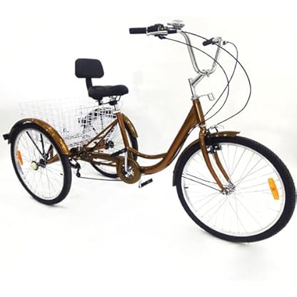 24 Zoll Dreirad Für Erwachsene Dreirad mit Einkaufskorb Citybike-Dreirad 6 Gang 3 Räder Fahrrad Seniorenrad Tricycle Mit Korb Für ErwachseneFahrrad 3 Rad Dreirad Mit Einkaufskorb