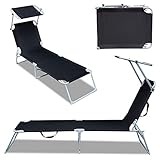 2er Set Sonnenliege mit Dach, Liegestuhl, Gartenliege, Freizeitliege atmungsaktiv - 5