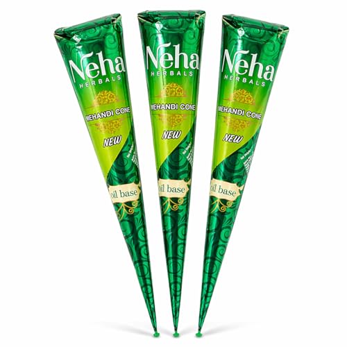 Lot de Cone de henné par 3 - Couleur naturelle coloration semi permanente henna pret a l'emploi Neha
