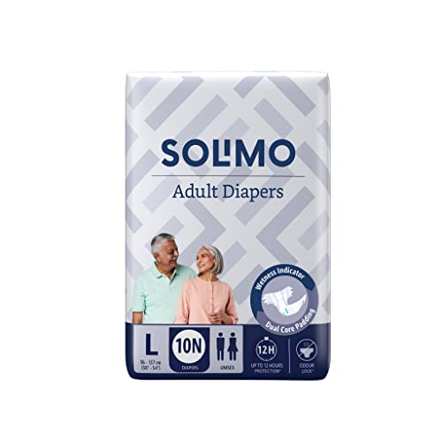 Amazon Brand - Solimo Adult Diapers, Tape Style | Pack of 10 | La...