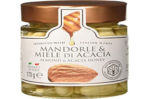 ADI BIO – Miel de acacia italiana con almendras, orgánica, sabor intenso y envolvente – Perfecto para desayuno y aperitivos – Fabricado en Italia – 170 g