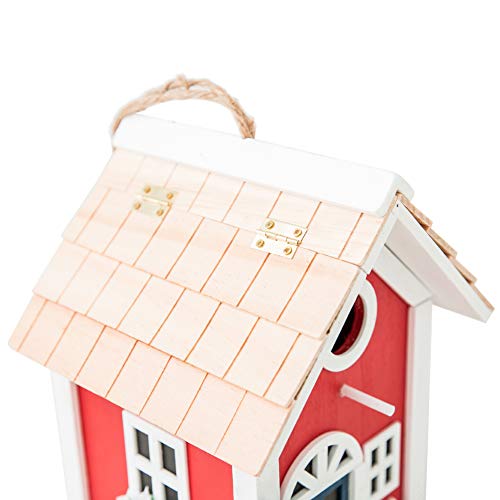 Mewang Hanging Colourful Birdhouse Garden Country Cottages Bird House Condo Wooden Red Height 9.7" #TOP3