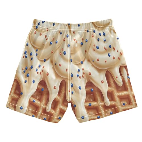 Boccsty Navy Sprinkles White Ice Cream Boys Swim Trunks Baby Kids Summer Toddler Beach Board Shorts 2T2