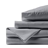 Bishop Cotton 100% Egyptian Cotton Queen Size Bed Sheets 800 Thread Count Silver Grey 4 Piece Luxury...
