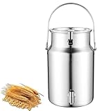 WDSOPK Lechera De Acero Inoxidable 304, Jarra, Cubo, Balde para Vino con Tapa Y Grifo Sellados, Recipiente Antifugas para Almacenar Líquidos En Casa Y Granja, Color P(Plata-5L/1.3 Galones)