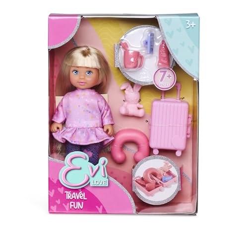 Simba Evi Love Travel Fun muñeca 12 cm con accesorios de viaje miniatura 7