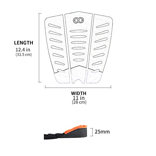 image for WOOWAVE Surfboard Traction Pads 3 Piece EVA Surfing Traction Pad Premi