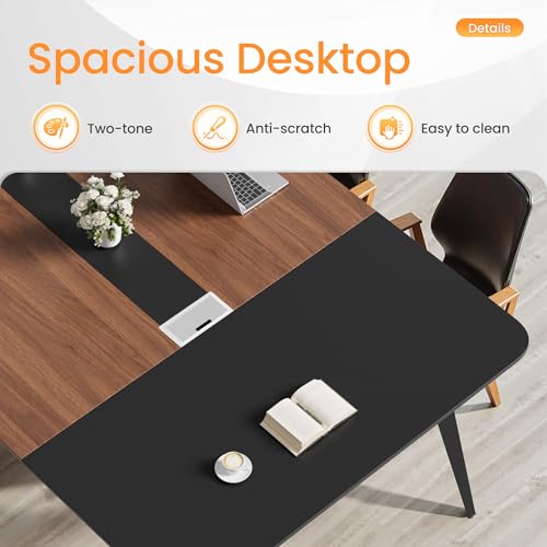 image for Furmax 8FT Conference Table, 94.48” Meeting Seminar Table with Cable
