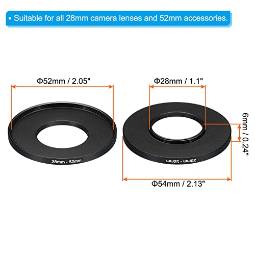 PATIKIL 28mm-52mm Metal Step Up Ring, Camera Lens Filter Adapter Ring Aluminum Filter Adapter Ring for Camera Lenses Hood Black - Image 2
