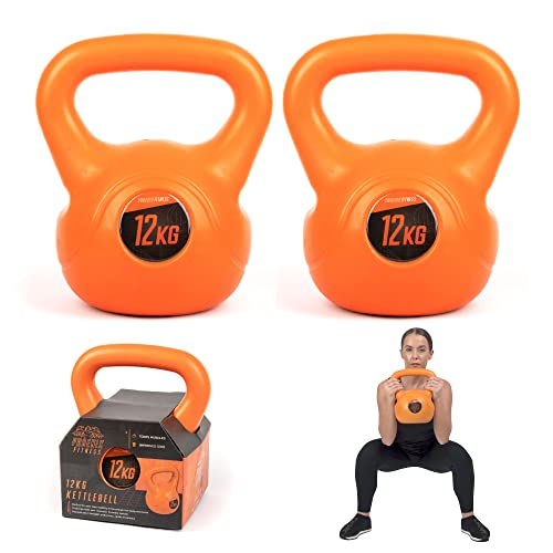 Phoenix Fitness Vinyl Kettlebell Pair - Heavy Weight Kettle Bell for Strength and Cardio Training, Sold as a Pair