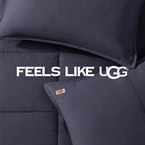 UGG Leonora Comforter Set with 2 Pillow Shams Lightweight Down Alternative Blanket Reversible Cozy Warm All Season Washable and Hypoallergenic Bedding Set, King, Navy Blue by UGG - Used condition - Image 6