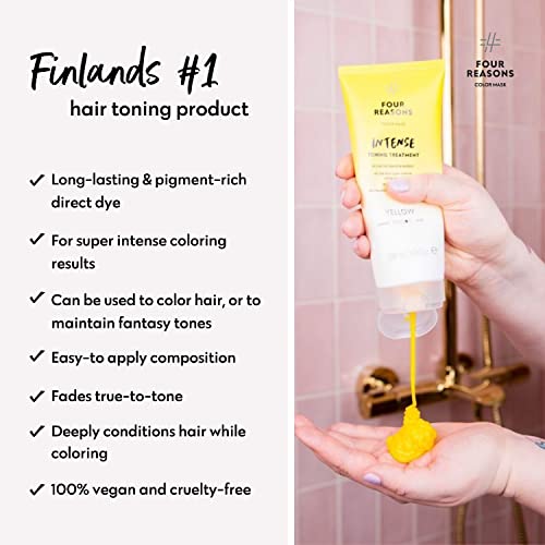 Image of FOUR REASONS Color Mask INTENSE Yellow (27 Colors) - Color Depositing Conditioner - Semi Permanent Yellow Hair Dye for Lightened and Colored Hair- 100% Vegan, 6.76 fl oz