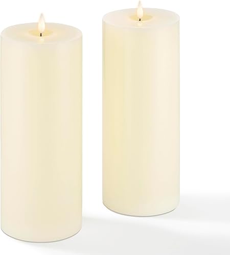 Miniatura 2 de LampLust Velas de pilar sin llama de 4 x 6 pulgadas, funciona con pilas, cera real, llama parpadeante 3D con mecha, control remoto y temporizador