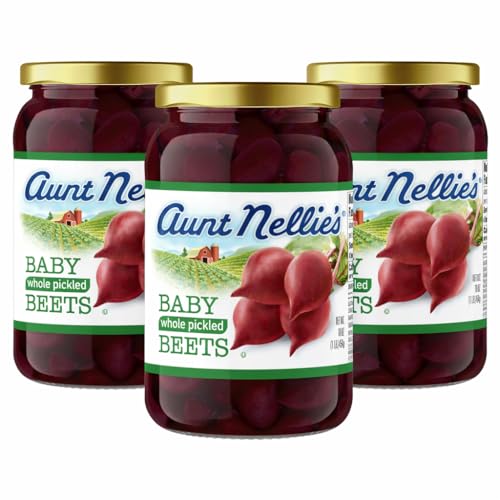 Aunt Nellie’s Whole Pickled Baby Beets – Bite-Size in Sweet Tangy Brine – (16 oz, 3-Pack)