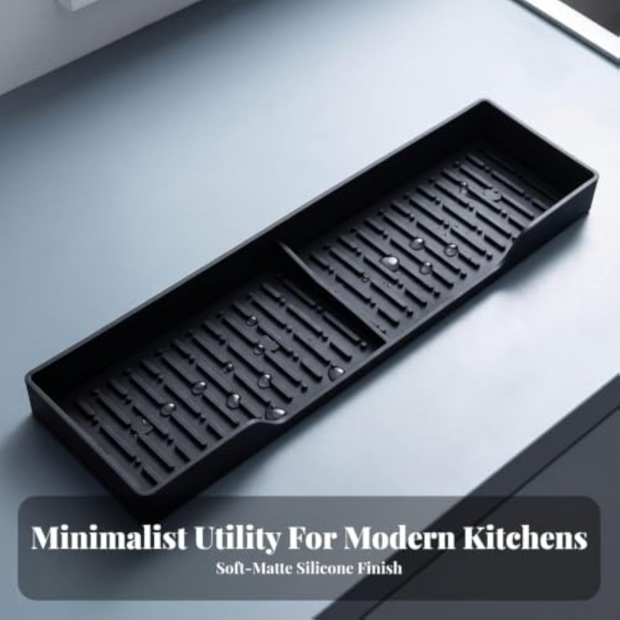 Flexible Silicone Kitchen Mat with Grooved Base