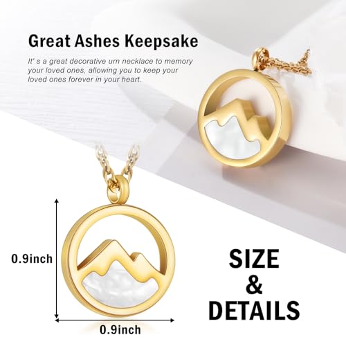 XIUDA Mountains-Faith Cremation Urn Necklace for Ashes Keepsake Stainless Steel Cremation Jewelry for Human Ashes Memorial Urn Pendant for Women4