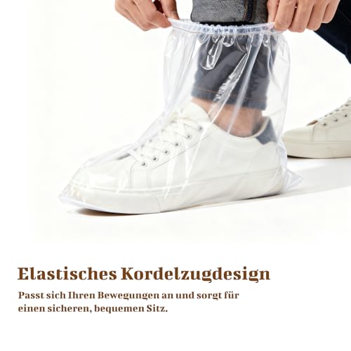 20 Paare Reusable Uberzieher Schuhe, Schuhüberzieher Wasserdichte, Einweg Schuhüberzieher mit Gummizug, Transparenter Überziehschuhe Reißfest Rutschfeste Einheitsgröße Wasser, und Staubdicht
