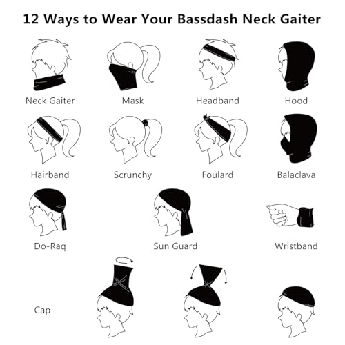 Image of BASSDASH UPF 50+ Breathable Neck Gaiter, Quick Dry Face Mask for Men Women