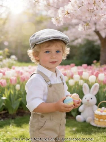 Image of A&J DESIGN Baby Boys Tweed Vintage Drivers Cap Kids Beret Hat