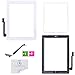 Omnirepairs-For White iPad 4 (4th Generation) Digitizer Touch Screen Outer Glass Panel with Home Button Flex Cable Assembly OEM Replacement + Midframe Bezel + Preinstalled Adhesive + Premium Toolkit