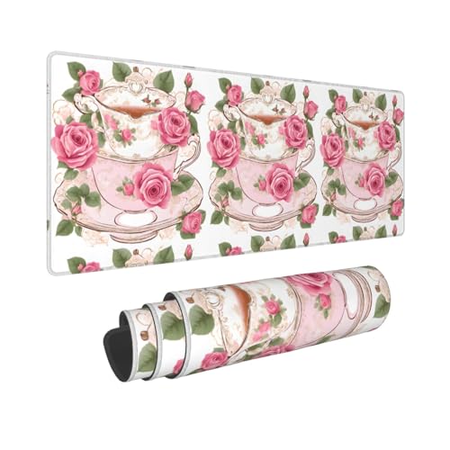 Tapis de souris de jeu roses romantiques support grand format doux et imperméable