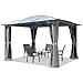 TOOLPORT Gazebo da giardino 3x3,65 m tetto di policarbonato da ca. 6 mm con teli laterali e zanzariere in grigio immagine