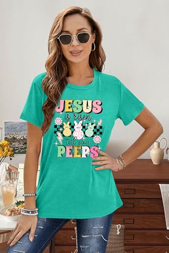 Image of LAZYCHILD Women Easter Teacher Shirts: Funny Treat All with Kindness T-Shirt Bunny Rabbit Tee Tops
