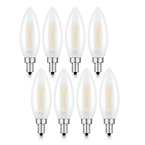 Crlight Led Candelabra Bulb 25W Equivalent 250 Lumen, 3000K Soft White 2W Filament Led Chandelier Light Bulbs, E12 Base Vintage Edison B10 Frosted Glass Dimmable Led Candle Bulbs, Pack Of 8 #TOP29