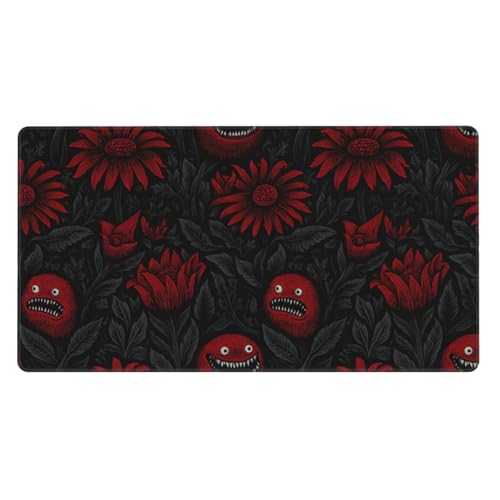 Grand tapis de souris de jeu pour PC et ordinateur portable avec imprimé floral