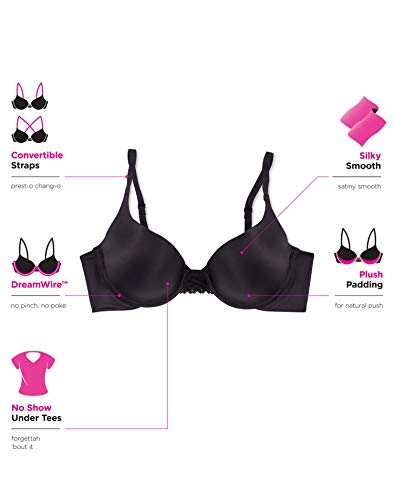 Maidenform Dreamwire Underwire Bra, No-Poke Push-Up Bra, Moderate Coverage, Convertible T-Shirt Bra, White, 36B #TOP2