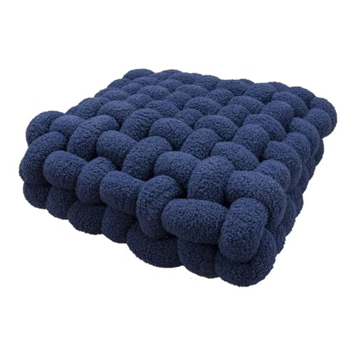 XIUsheUA Cojín Anudado a Mano Cojín de Nudo, Almohada Peluche estética, Suave vellón bereber, Felpa for Dormitorio, Silla, cojín Anudado for Dormir(Dark Blue,30x33x12CM)