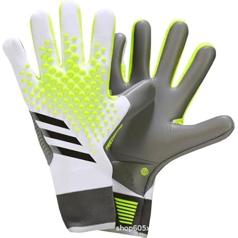 PLBSE Soccer Goalkeeper Gloves Goalie Training Gloves Strong Grip Anti-Slip and Breathable for Adults and Children (White Grey,9) Cover