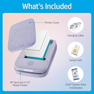 HP Sprocket Portable 2x3 Instant Photo Printer (Lilac) Print Pictures on Zink Sticky-Backed Paper from Your iOS & Android Device.