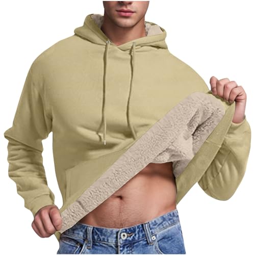 Dademeo Men's Fleece Sherpa Lined Hoodie 2024 Winter Warm Long Sleeve Thermal Hooded Sweatshirt with Kanga Pocket