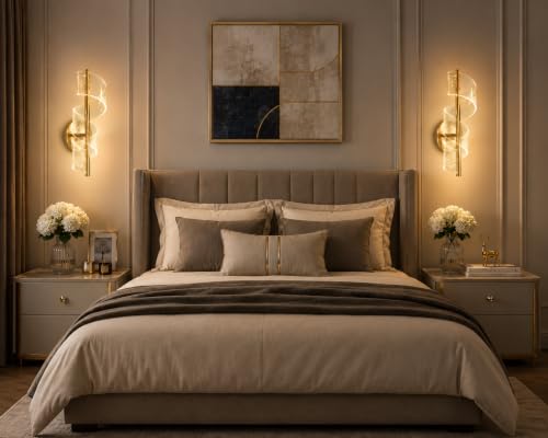 Image of FILLISKA Luxurious Acrylic Crystal Wall Lamp with Adjustable Colour Changing Function, Elegant Finish (FrenchGold Twister-3022)